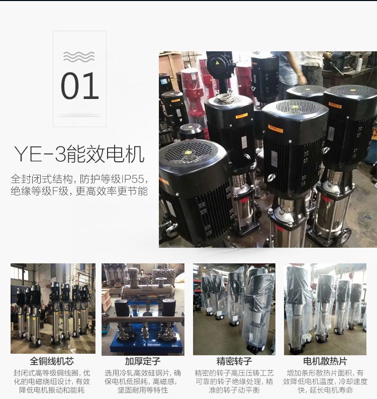 CDLF立式不锈钢多级离心泵全铜机芯加厚精密转子散热片